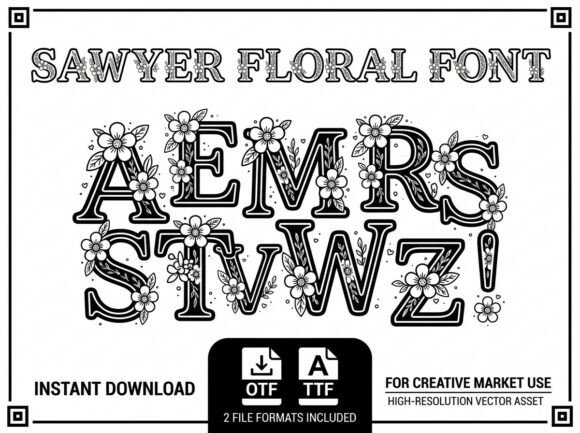 Sawyer Floral Font for Handmade Branding and Labels